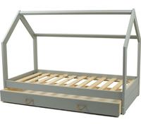 My Velinda – Lit scandinave maison 160 x 80 cm avec tiroir et barrières grises