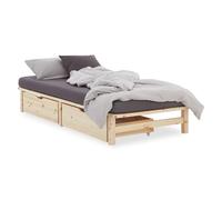 Lit simple 100x200 2 tiroirs bois naturel palette
