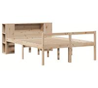 Lit simple 120x190 cm - Lit gain de place avec bibliothèque et structure en bois massif