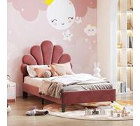 Lit simple 90 x 200 cm - Rouge foncé - Sommier à lattes - Lit simple - Velvet