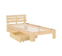 Lit simple 90x200 avec tiroir naturel