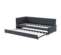 Lit simple 90x200 cm lit gigogne 2 places canapé lit sans matelas lit rembourré velours style minimaliste gris