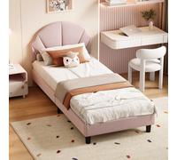 Lit simple 90x200 cm, lit princesse, lit capitonné, lit une place, lit de jour, lit de sieste, cadre de lit avec tête de lit en forme de fleur et sommier à lattes, lit enfant, velours Informations sur