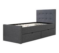 Homestyle4U Lit Tissu 90x200 cm - Gris