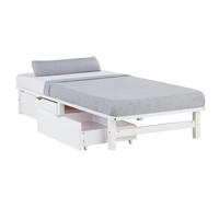 Lit simple 90x200 matelas 2 tiroirs bois blanc