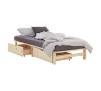 Lit simple 90x200 matelas 2 tiroirs bois naturel