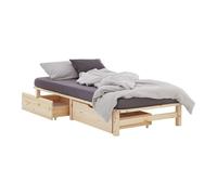 Lit simple 90x200 matelas 2 tiroirs bois naturel