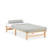 Lit simple 90x200 matelas bois naturel