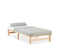 Lit simple 90x200 matelas bois naturel