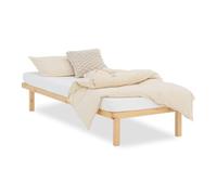 Homestyle4u Lit simple en pin massif 90 x 200 cm - Sommier à lattes, bois non traité, article 2927