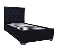 Habitat et Jardin - Lit Simple Tino en Simili Noir avec Coffre Rangements 90 x 190 cm | Cadre de Lit 1 Place Design | Sommier à Lattes et Tête de Lit Inclus