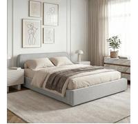 Lit simple BELARTI 120x190 cm rembourré, Revêtement en tissu Gris Clair, Lit style moderne pour 1 personne, sommier inclus