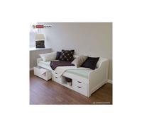 Homestyle4u Lit simple 90x200 cm blanc avec rangement