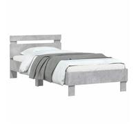 Lit simple Cadre de lit - BURKE - sans matelas - avec lumières LED - 1 PLACE - gris béton 90x190cm LE1027