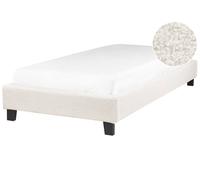 Lit Simple en Bouclé Moderne Minimaliste 90 x 200 cm Bureau Chambre Crème Roanne