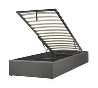 Lit Simple en Tissu Gris 90 x 200 cm avec Coffre de Rangement de Style Minimaliste pour Chambre Moderne ou Contemporaine Beliani