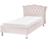 Lit simple en velours rose pastel 90 x 200 cm METZ