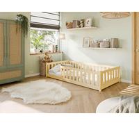 Lit simple enfant 80x160 MAILA avec barrière de sécurité - pin