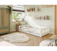 Lit simple enfant 80x180 MAILA avec barrière - blanc