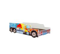 Lit simple enfant - motif monster truck 160x80cm - avec matelas