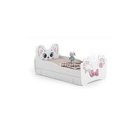 Lit simple enfant PINK CAT 160 + tiroir de rangement avec matelas