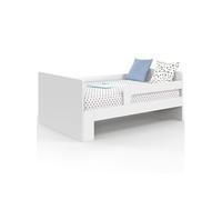 IDMarket – Lit simple évolutif Gaspard 90 x 140/190 cm avec sommier et barrières bois blanc