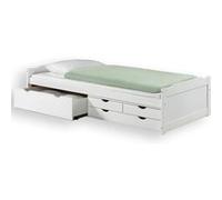 Lit simple GENERIQUE 90x200 en bois massif tete de lit tiroir - sans sommier blanc