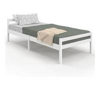 Lit simple HARPER 90 x 190 cm avec sommier bois blanc Blanc