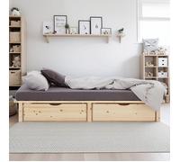 Lit simple - HOMESTYLE4U - HomeStyle4U 3038 - 100x200 cm - 2 tiroirs - Bois palette naturel