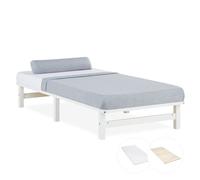 Lit simple - HOMESTYLE4U - HomeStyle4U 3047 - 90x200 cm - Bois blanc - Sommier et matelas inclus