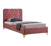 Lit simple IDIMEX 90x190 en metal matelas sommier tiroir - sommier a lattes rose Rose G