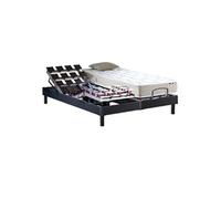 Lit simple idliterie 160x200 en bois matelas sommier tete de lit - sommier a plots gris anthracite