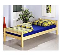 Lit simple lit enfant lit adulte cadre de lit BORIS 90 x 200 cm pin vernis naturel