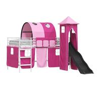 Lit simple mezzanine pour enfants uni - vidaXL - blanc et rose - métal - 80 x 200 cm - pliable 4438160