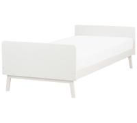 Lit Simple Moderne Scandinave en Bois de Pin 90 x 200 cm à Lattes Blanc Bonnac