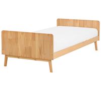 Lit Simple Moderne Scandinave en Bois de Pin 90 x 200 cm à Lattes Bois Clair Bon