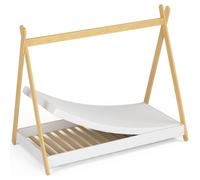 Lit simple pour enfant, modèle tipi, avec matelas de 85 cm - Blanc mat - 85x164x155 cm