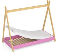 Lit simple pour enfant, modèle tipi, avec matelas de 85 cm - Rose mat - 85x164x155 cm
