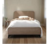 IDIMEX Lit Simple Ravello 90x190 cm, Revêtement en Tissu, Lit Style Moderne pour 1 Personne, Cadre de lit en Bois avec sommier Inclus, Grège