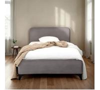 Lit simple RAVELLO 90x190 cm, Revêtement en tissu, Lit style moderne pour 1 personne, Cadre de lit en bois avec sommier inclus, Gris