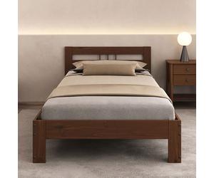 Lit simple THEO 100 x 200 cm lit pour enfant en pin massif coloris châtaignier, avec tête de lit