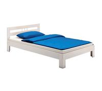 Lit simple THEO 90 x 190 cm cadre de lit pour enfant en pin massif lasuré blanc, avec tête de lit