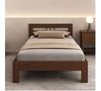 Lit simple THEO 90 x 200 cm lit pour enfant en pin massif coloris châtaignier, avec tête de lit