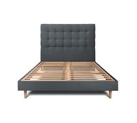 Lit - SOMMEIL DE PLOMB - 160x200cm - Tête de lit capitonnée velours - Sommier kit - H29cm
