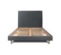 Lit - SOMMEIL DE PLOMB - 200x200cm - Bois massif - Tête de lit tapissier velours - H29cm