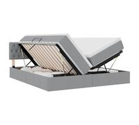 Lit Super King 180 x 200 cm Gris Clair en Tissu avec Cadre métal, Rangement latéral, Matelas Confortable, lumières LED USB intégrées pour Chambre Moderne Cosy