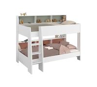 PARISOT Lits superposés enfant 2 x 90x200 cm -Reproduction Vert Céladon/Terracotta et Blanc Ombre - Sommiers inclus - JIM