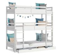 Lit Enfant Lit Superposé 90x200 Lit Triple Lit D'Enfant Bois Blanc