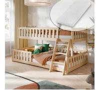 Lit superposé 90 x 200 / 120 x 200 : lit pour enfant, lit pour adolescent, lit superposé, lit mezzanine avec échelle, barrière de sécurité, sommiers à lattes et 2 matelas ; lit pour enfant de 4 à 16 a
