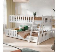 Lit superposé 90x200 / 120x200 : lit pour enfant, lit pour adolescent, lit superposé, lit mezzanine avec échelle, barrières de sécurité et sommiers à lattes, lit pour enfants de 4 à 16 ans, blanc